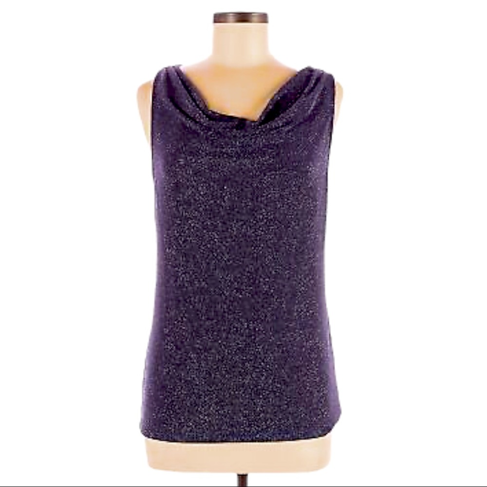 Jennifer Lopez size small sparkly purple sleeveless top with cowl neck